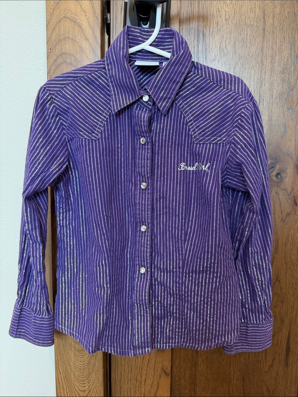 Cruel Girl Purple Striped Button-Front Kids Shirt